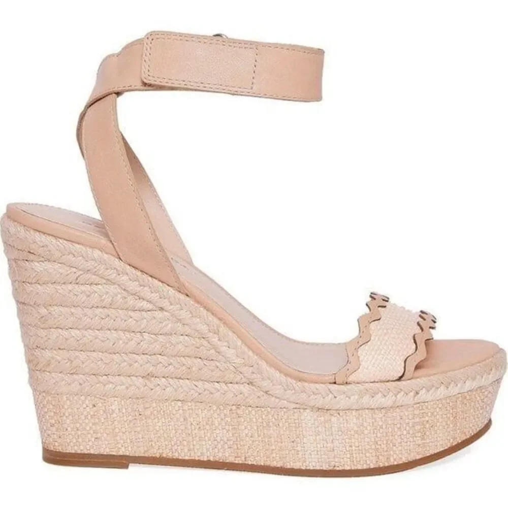 Pelle Moda Women's Leather Platform Wedge Sandal Roxene Espadrille Size 7 $149